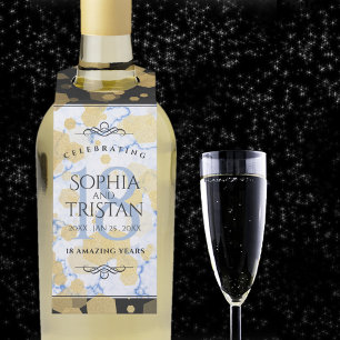 Elegant 18th Porcelain Wedding Anniversary Bottle Tag