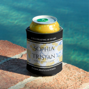 Elegant 18th Porcelain Wedding Anniversary Can Cooler