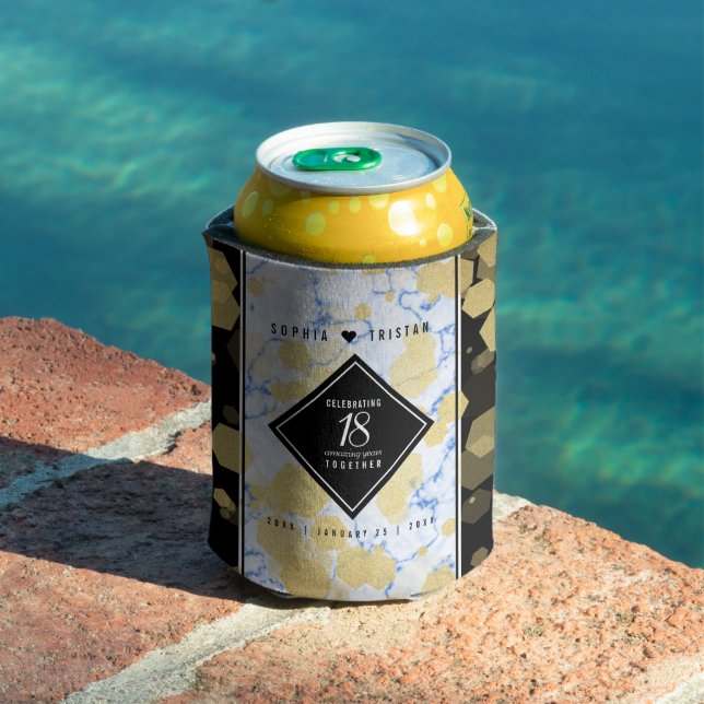 Elegant 18th Porcelain Wedding Anniversary Can Cooler (In Situ Pool)