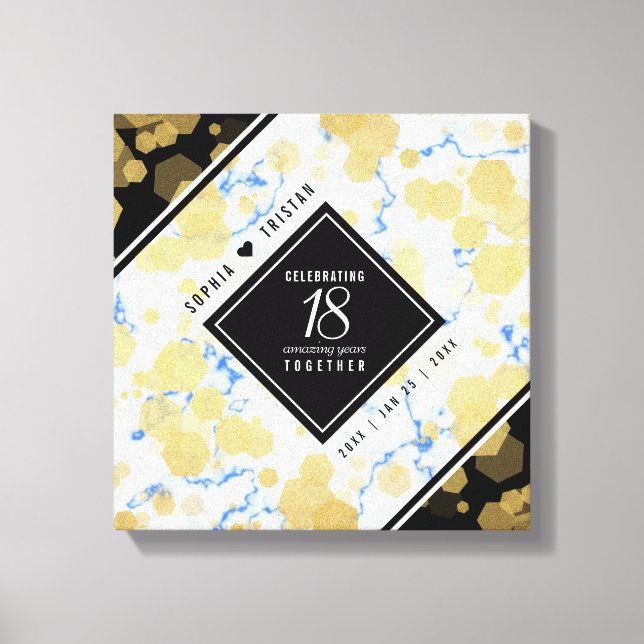 Elegant 18th Porcelain Wedding Anniversary Canvas Print (Front)