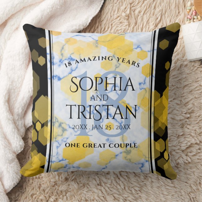 Elegant 18th Porcelain Wedding Anniversary Cushion (Blanket)