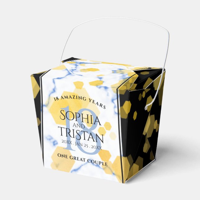 Elegant 18th Porcelain Wedding Anniversary Favour Box (Front Side)