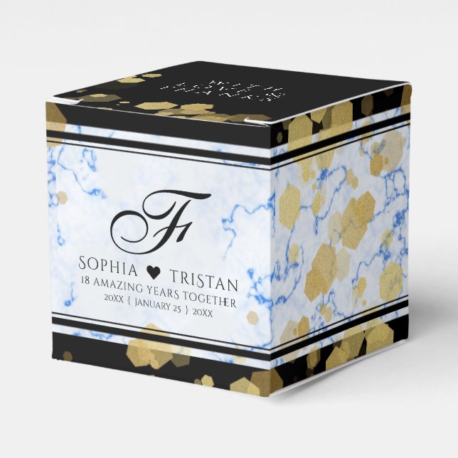 Elegant 18th Porcelain Wedding Anniversary Favour Box (Front Side)