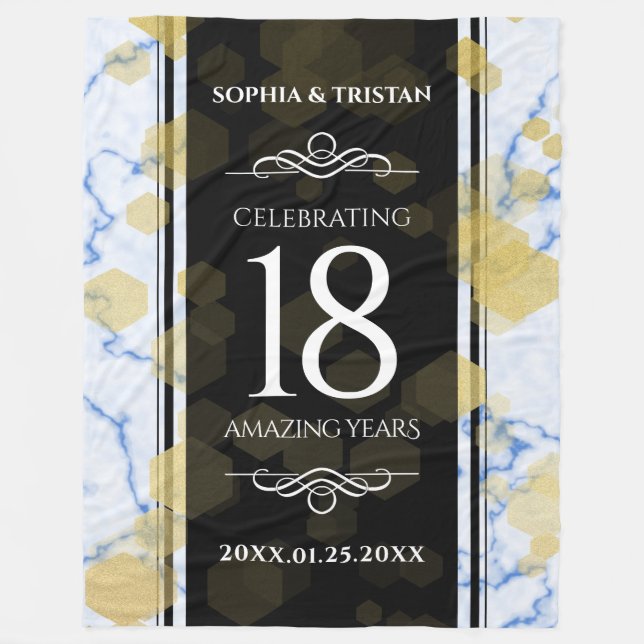 Elegant 18th Porcelain Wedding Anniversary Fleece Blanket (Front)