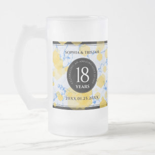 Elegant 18th Porcelain Wedding Anniversary Frosted Glass Beer Mug