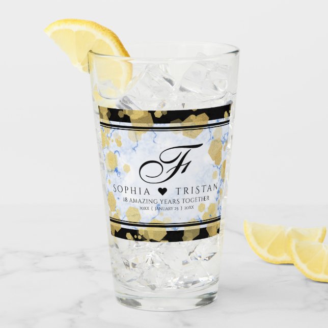 Elegant 18th Porcelain Wedding Anniversary Glass (Front Ice)