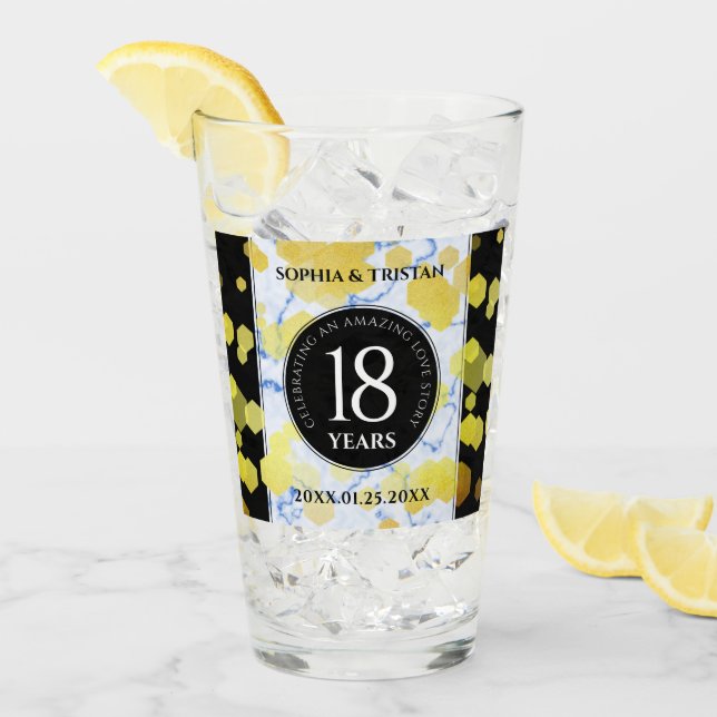 Elegant 18th Porcelain Wedding Anniversary Glass (Front Ice)