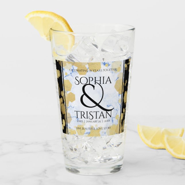 Elegant 18th Porcelain Wedding Anniversary Glass (Front Ice)