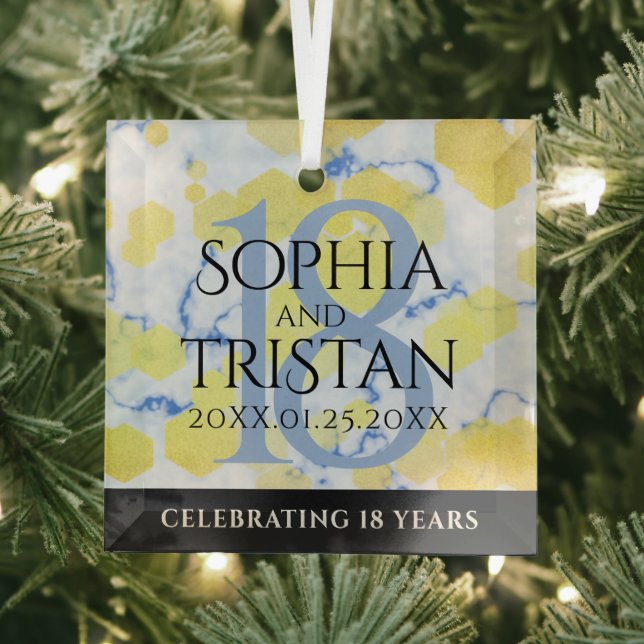 Elegant 18th Porcelain Wedding Anniversary Glass Tree Decoration (Insitu)