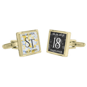 Elegant 18th Porcelain Wedding Anniversary Gold Finish Cufflinks