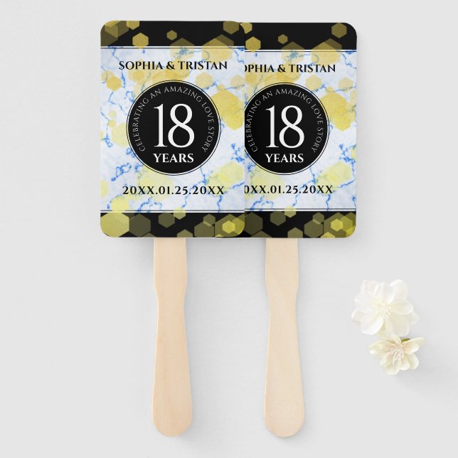 Elegant 18th Porcelain Wedding Anniversary Hand Fan (Front and Back)