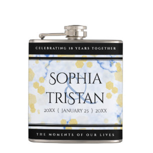 Elegant 18th Porcelain Wedding Anniversary Hip Flask