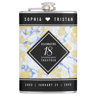 Elegant 18th Porcelain Wedding Anniversary Hip Flask