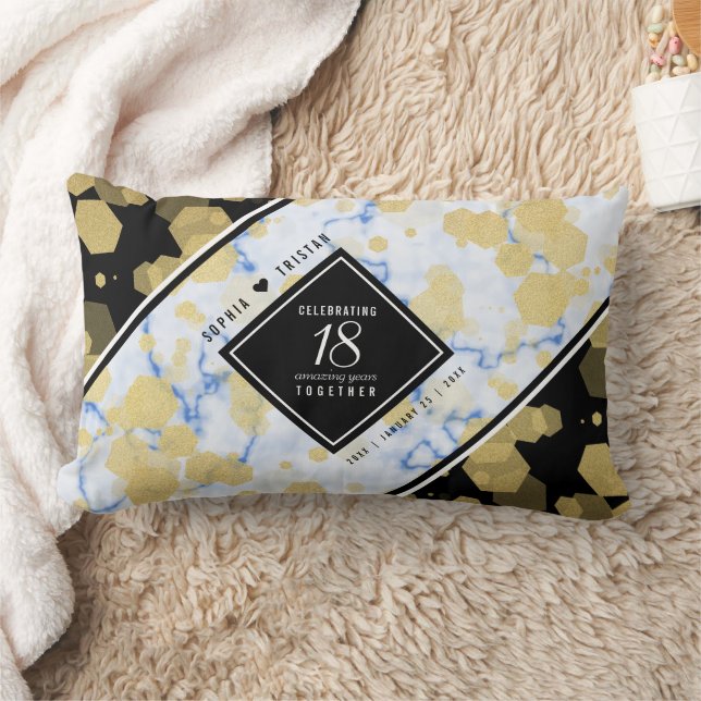 Elegant 18th Porcelain Wedding Anniversary Lumbar Cushion (Blanket)