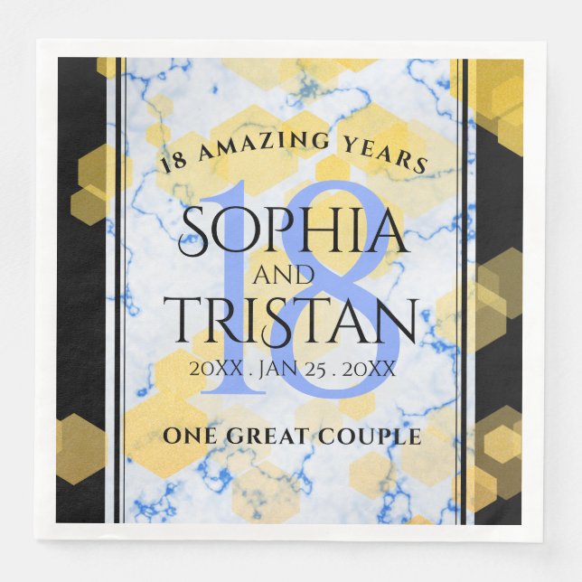 Elegant 18th Porcelain Wedding Anniversary Napkin (Front)