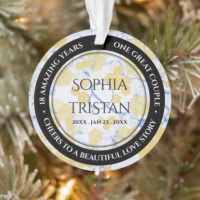 Elegant 18th Porcelain Wedding Anniversary Ornament (Tree)