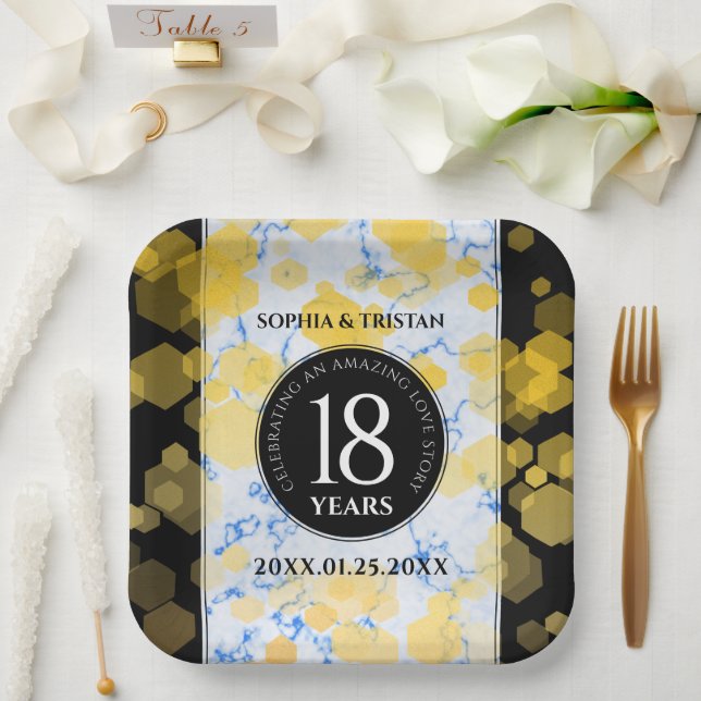 Elegant 18th Porcelain Wedding Anniversary Paper Plate (Wedding)