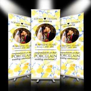 Elegant 18th Porcelain Wedding Anniversary Retractable Banner