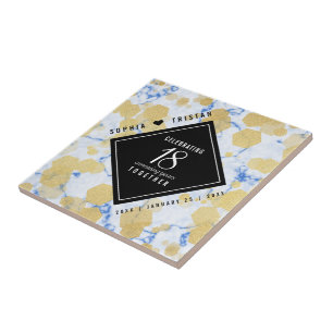 Elegant 18th Porcelain Wedding Anniversary Tile