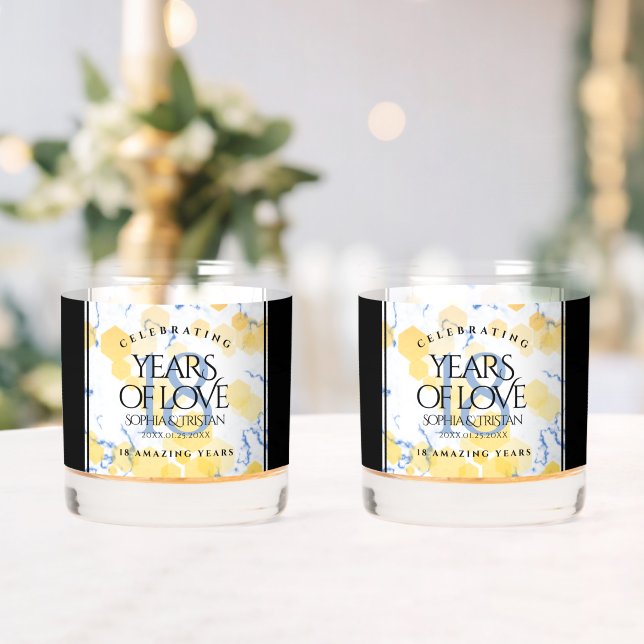 Elegant 18th Porcelain Wedding Anniversary Whiskey Glass (Insitu (Wedding))