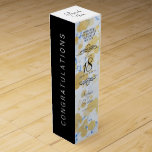 Elegant 18th Porcelain Wedding Anniversary Wine Box<br><div class="desc">Add an extra special touch to 18th wedding anniversary celebrations with this commemorative wine gift box! Elegant black serif and sans serif lettering with gold-dusted hexagonal confetti on a porcelain blue marbled background add a memorable touch for this special occasion and milestone. Customise with the happy couple's names and the...</div>