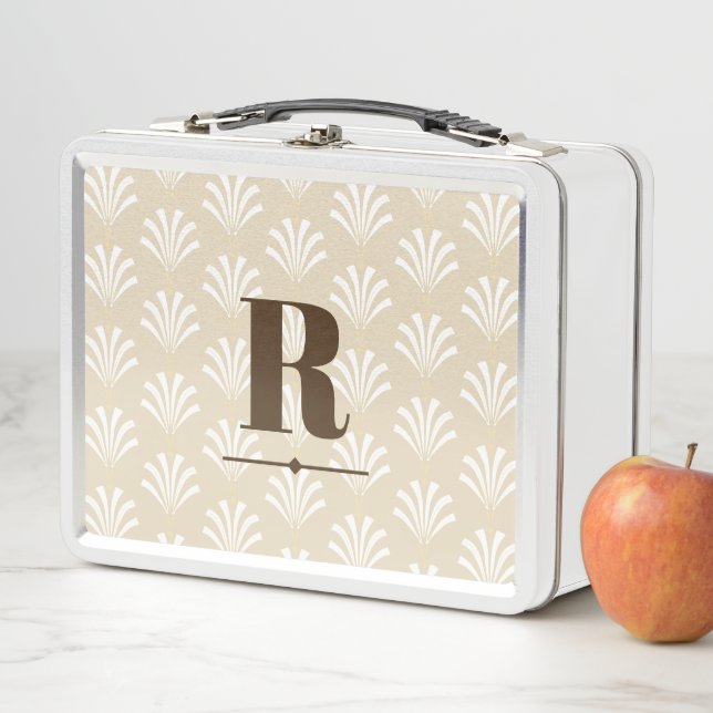 Elegant 1920s Art Deco Palmettos | Monogram Metal Lunch Box (In Situ)