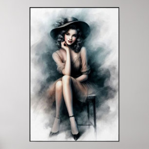 Elegant 1930s Vintage Fashion Portrait Wall Poster