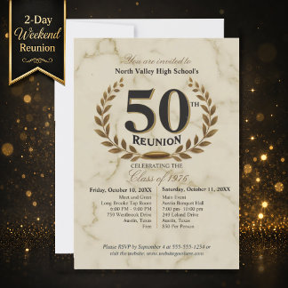 Elegant 1976 50th Class Reunion Marble Weekend Invitation