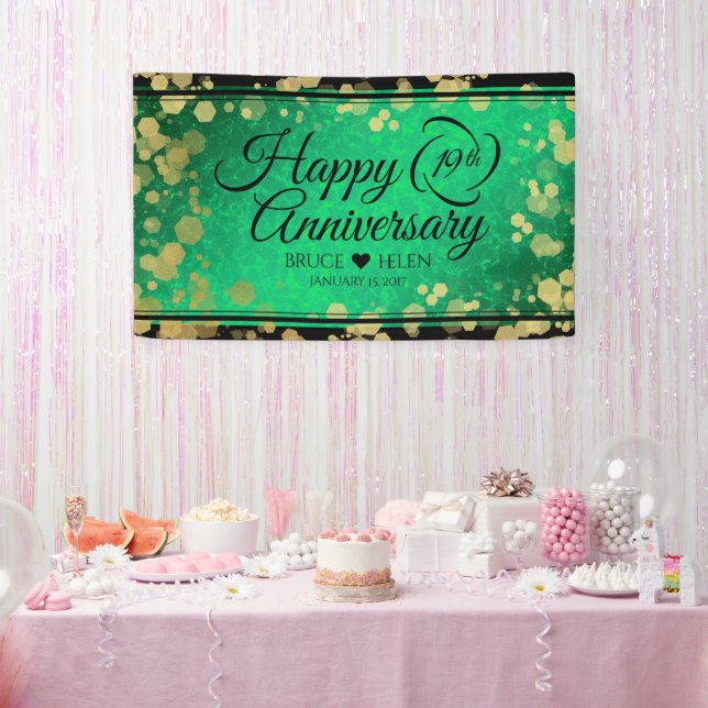 Elegant 19th Jade Wedding Anniversary Celebration Banner (Party)