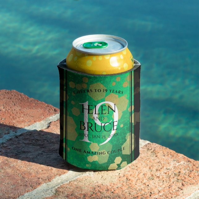 Elegant 19th Jade Wedding Anniversary Celebration Can Cooler (In Situ Pool)