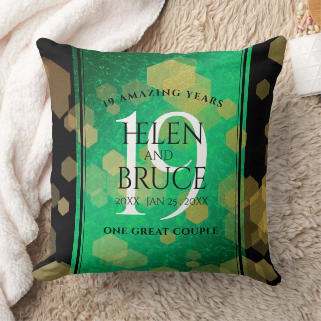 Elegant 19th Jade Wedding Anniversary Celebration Cushion (Blanket)