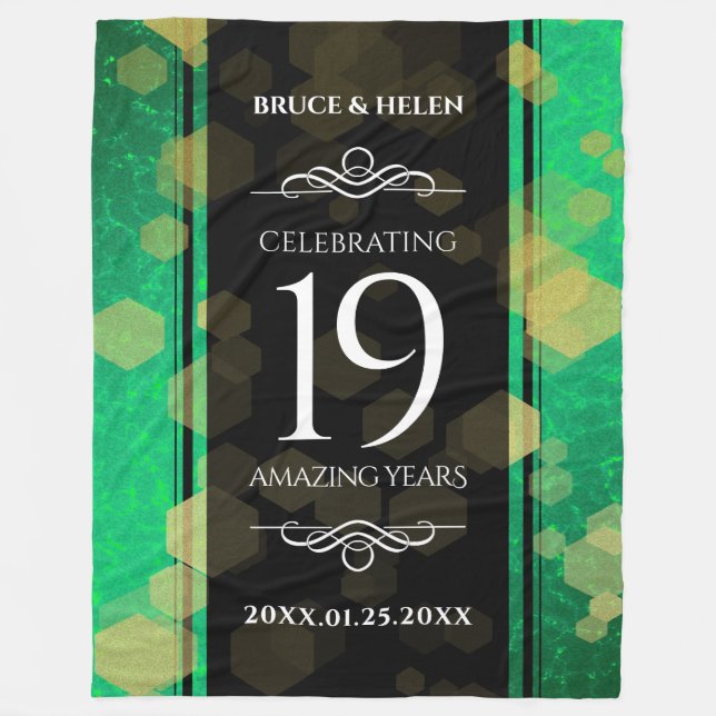 Elegant 19th Jade Wedding Anniversary Celebration Fleece Blanket (Front)