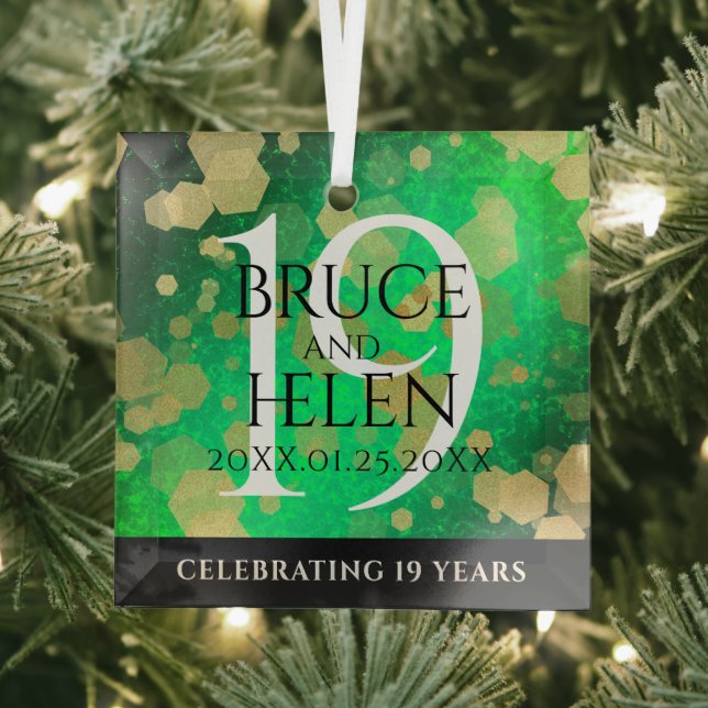 Elegant 19th Jade Wedding Anniversary Celebration Glass Tree Decoration (Insitu)