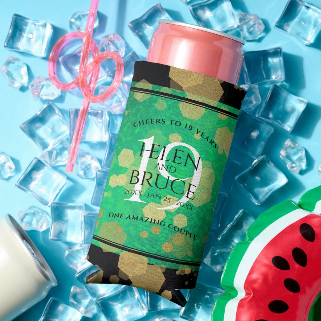 Elegant 19th Jade Wedding Anniversary Celebration Seltzer Can Cooler (In Situ Summer)