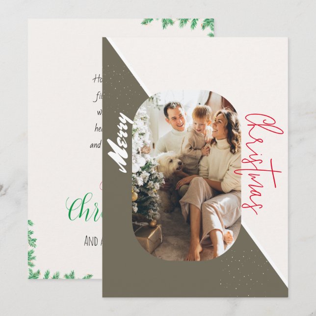 Elegant 1 arch Photo Family Christmas Card (Front/Back)