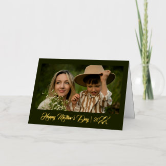 Elegant 1 Photo Calligraphy Mother's Day Foil Greeting Card