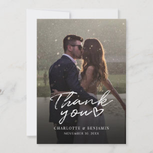 Elegant 1 Photo Wedding Thank You Card