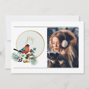 Elegant 1 Photo Winter Robin, JOY Christmas