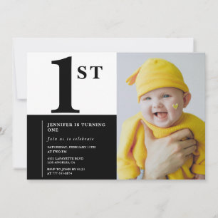Elegant 1st birthday invitation Black Girl Photo