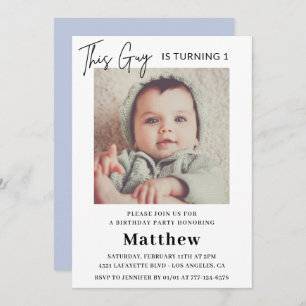 Elegant 1st birthday invitations Boy Photo