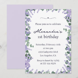 Elegant 1st birthday invitations Floral Frame