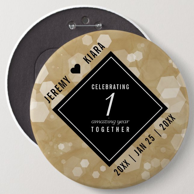 Elegant 1st Paper Wedding Anniversary Celebration 6 Cm Round Badge (Front & Back)