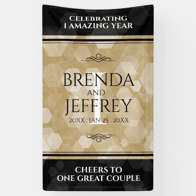 Elegant 1st Paper Wedding Anniversary Celebration Banner (Vertical)