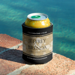 Elegant 1st Paper Wedding Anniversary Celebration Can Cooler