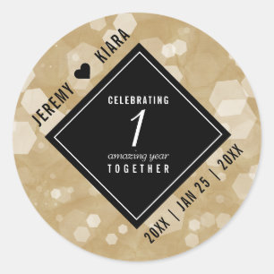 Elegant 1st Paper Wedding Anniversary Celebration Classic Round Sticker