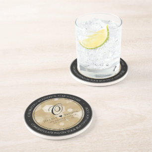 Elegant 1st Paper Wedding Anniversary Celebration Coaster