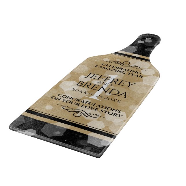 Elegant 1st Paper Wedding Anniversary Celebration Cutting Board (Corner)
