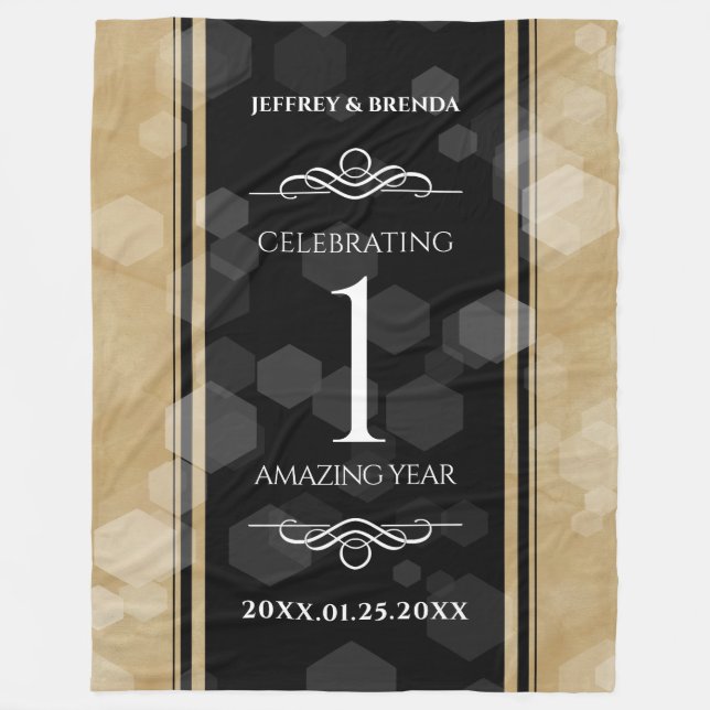 Elegant 1st Paper Wedding Anniversary Celebration Fleece Blanket (Front)