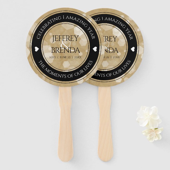Elegant 1st Paper Wedding Anniversary Celebration Hand Fan (Front and Back)