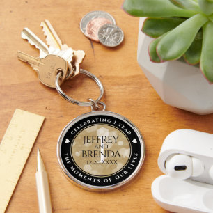 Elegant 1st Paper Wedding Anniversary Celebration Key Ring